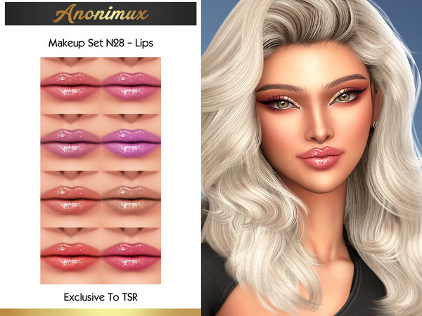 Sims 4 — Makeup Set N28 - Lips by Anonimux_Simmer — - 8 Swatches