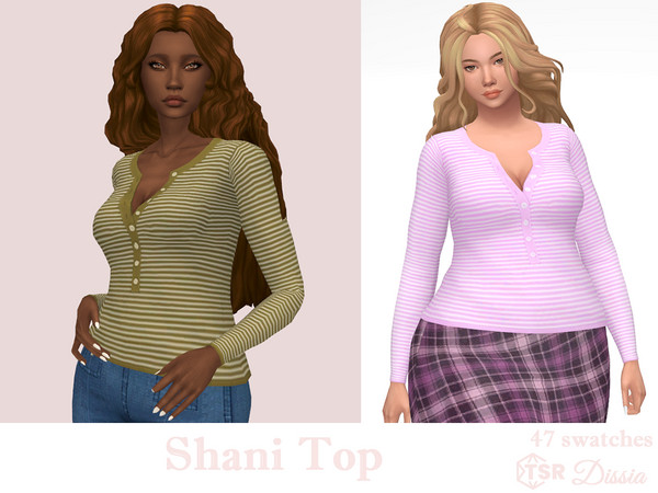 Sims 4 — Shani Top by Dissia — Long sleeves striped top