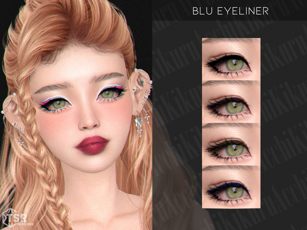 Sims 4 — Blu Eyeliner by Kikuruacchi — - It is suitable for Female and Male. ( Teen to Elder ) - 4 swatches - HQ
