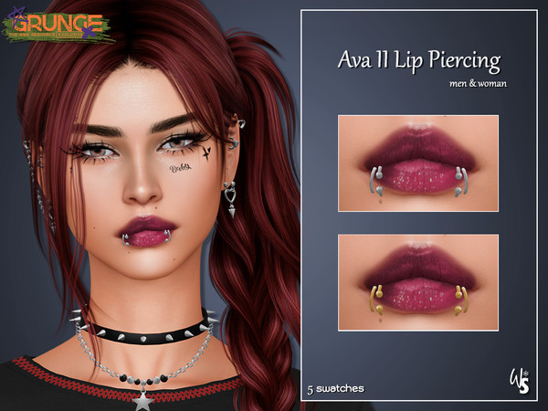 Sims 4 — Ava II Lip Piercing by WisteriaSims — FOR MEN & WOMAN - NEW MESH - TEEN TO ELDER - Lip Ring (left) Category