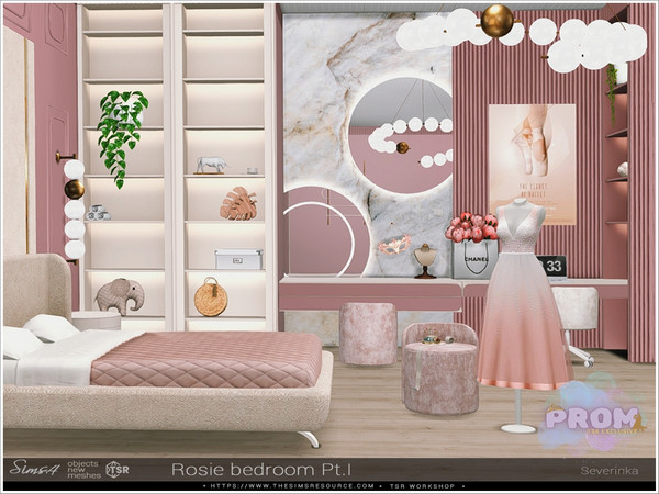 Sims 4 — Rosie bedroom Pt.I by Severinka_ — A set of furniture and decor for decorating a bedroom for a young girl in a