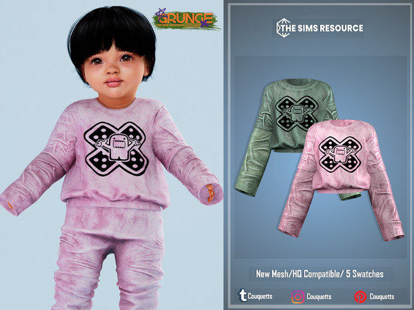 Sims 4 — Grunge Top (Infant) by couquett — Grunge Top (Infant) 5 colors