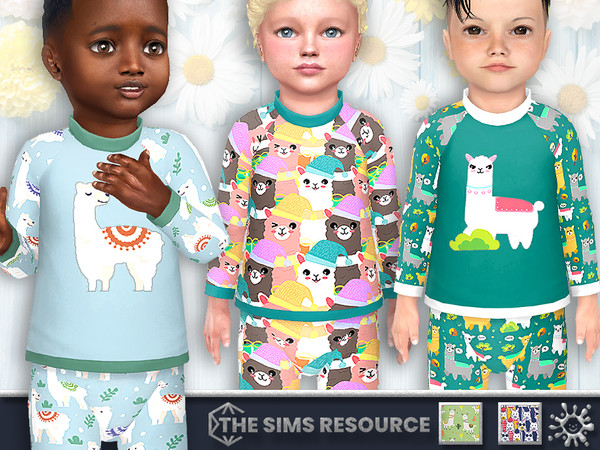 Sims 4 — Toddler Llamas Pajamas Top by Pelineldis — Cute pajamas tops for toddler with llamas prints and patterns.