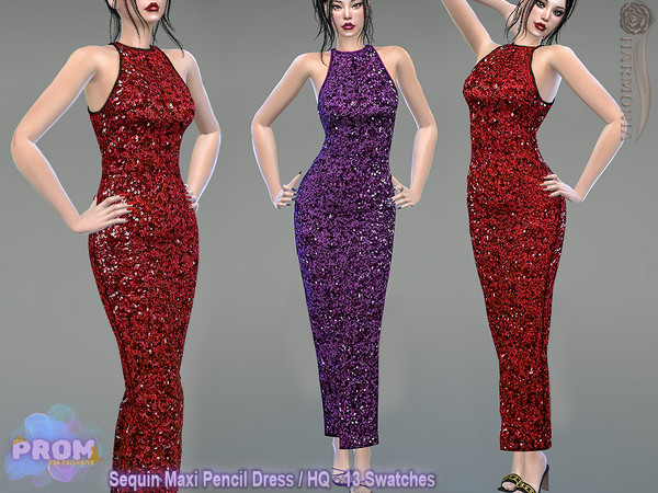 Sims 4 — Prom - Sequin Maxi Pencil Dress by Harmonia — New Mesh