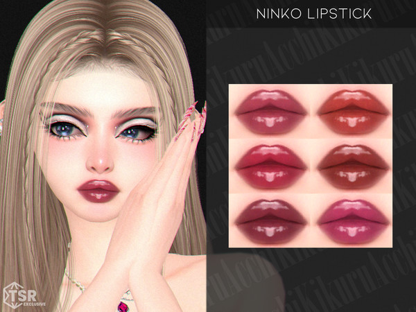 Sims 4 — Ninko Lipstick by Kikuruacchi — - It is suitable for Female and Male. ( Teen to Elder ) - 6 swatches - HQ