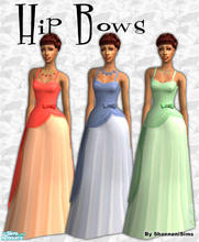 Sims 2 — Hip Bows! by Shannanigan — Tonal Gown with Bodice Overlay and a little bow at the hip. Requires my "Couture