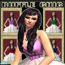 Sims 2 — Ruffle Chic - 4 colors by The T — Dresses with a lot of ruffle. Model : 'Miss Rita Knowwell' by 'aj1_beloved'