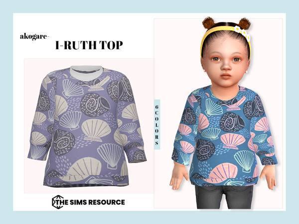 Sims 4 — I-Ruth Top by _Akogare_ — Akogare I-Ruth Top -6 Colors - New Mesh (All LODs) - All Texture Maps - HQ Compatible