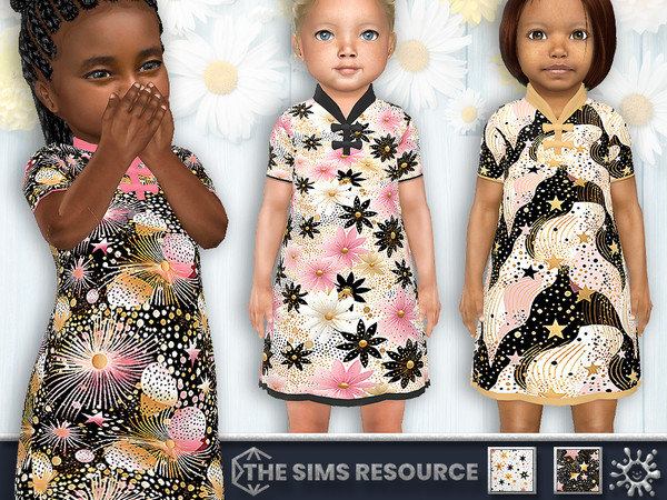 Sims 4 — Toddler Little Star Dress by Pelineldis — Cute dresses for toddler girls with stars prints.