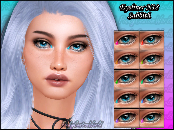 Sims 4 — Eyeliner N18 - Sabbith by PinkyCustomWorld — Simple and minimal black eyeliner with a cute spark of bright color