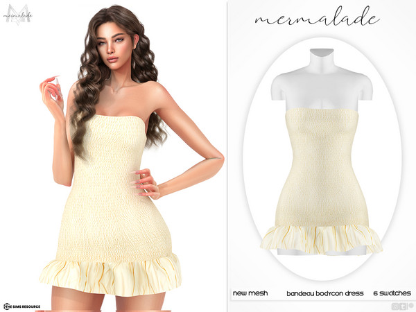 Sims 4 — Bandeau Bodycon Dress MC575 by Mermalade — New Mesh
