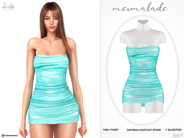 Sims 4 — Bandeau Bodycon Dress MC576 by Mermalade — New Mesh