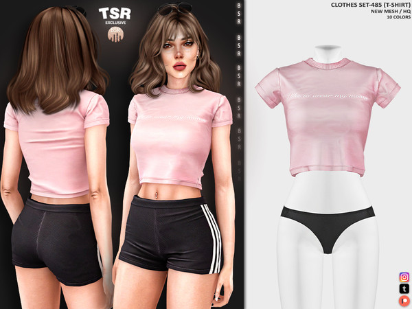 Sims 4 — CLOTHES SET-485 (T-SHIRT) BD1275 by busra-tr — 10 colors Adult, Elder, Teen, Young Adult