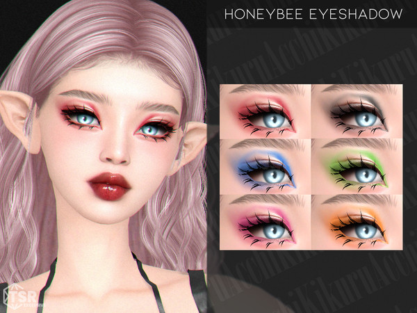 Sims 4 — Honeybee Eyeshadow by Kikuruacchi — - It is suitable for Female and Male. ( Teen to Elder ) - 6 swatches - HQ