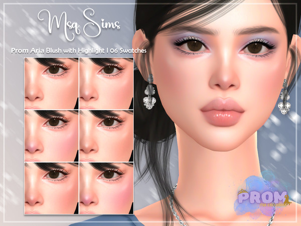 Sims 4 — Prom - Aria Blush With Highlight by MSQSIMS — This blush with highlight comes in 6 swatches . It is suitable for
