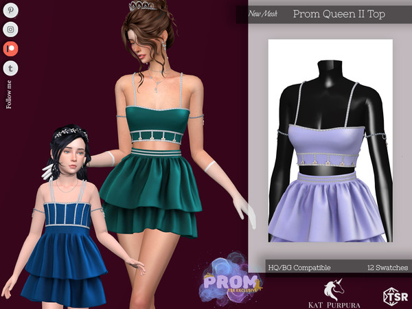 Sims 4 — Prom Queen II Top- Female by KaTPurpura — Crop party top with shiny details