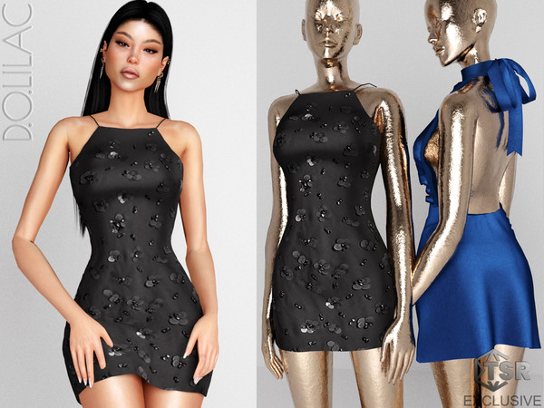 Sims 4 — Claudia Embellished Mini Dress DO0371 by DOLilac — Custom thumbnail