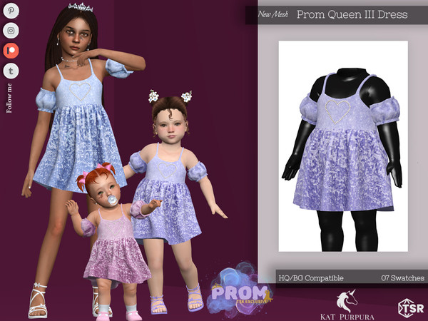 Sims 4 — Prom Queen III Dress- Infant by KaTPurpura — Elegant short sequin dress with fluffy sleeves