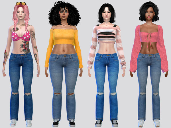 Sims 4 — Thin Stitch Flare Jeans by McLayneSims — TSR EXCLUSIVE