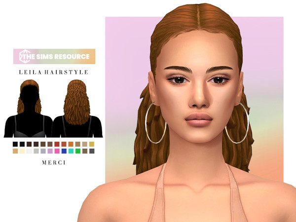 Sims 4 — Leila Hairstyle by -Merci- — New Maxis Match Hairstyle for Sims4. -EA Colours.