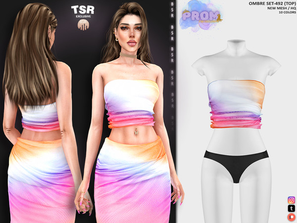 Sims 4 — OMBRE SET-492 (TOP) BD1289 by busra-tr — 10 colors Adult, Elder, Teen, Young Adult