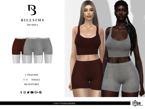 Sims 4 — Cozy Pyjama Shorts by Bill_Sims — These shorts feature a knit material with a cozy design and a comfy fit! -