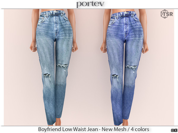 Sims 4 — Boyfriend Low Waist Jean by portev — New Mesh