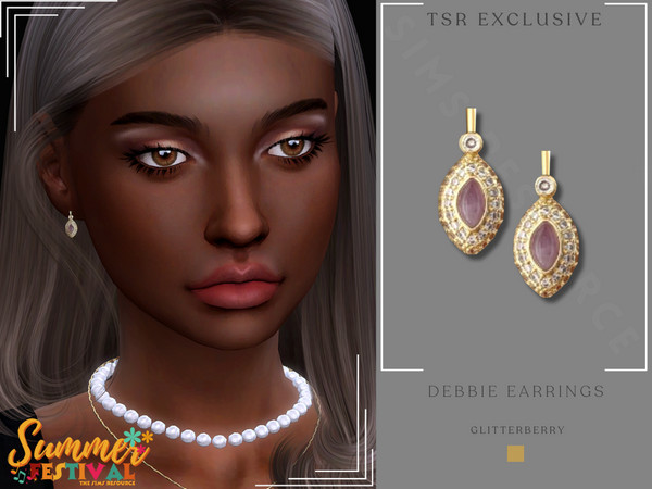 Sims 4 — Summer Festival Debbie Earrings by Glitterberryfly — A gorgeous bohemian styled earring set in gold
