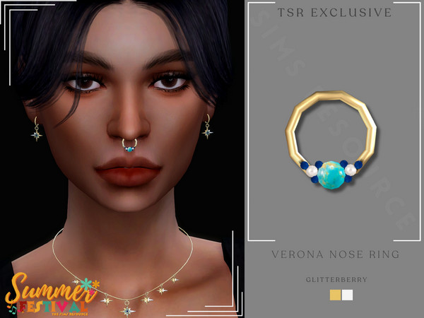 Sims 4 — Summer Festival Nose Ring by Glitterberryfly — A gold or silver nose ring with blue gemstones