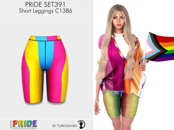 Sims 4 — PRIDE SET391 - Short Leggings C1386 by Daph's — 14 Swatches