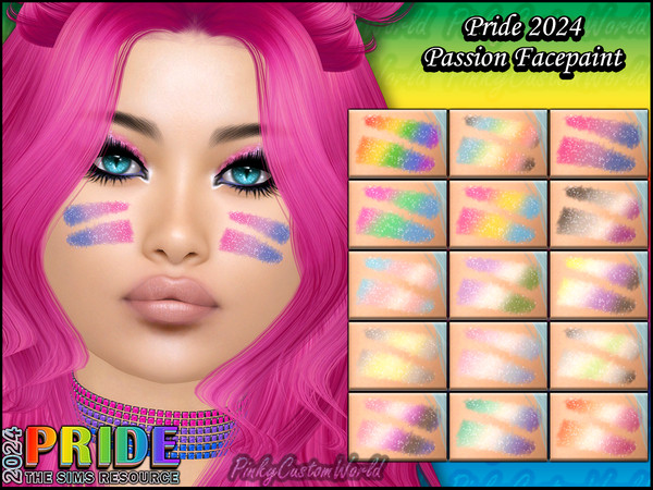 Sims 4 — Pride 2024 - Passion Facepaint by PinkyCustomWorld — Get ready to go in a pride parade with this colorful