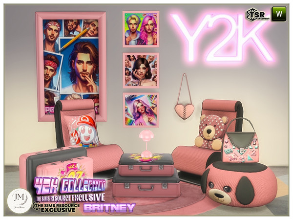 Sims 4 — Y2K Britney bedroom 3 set by jomsims — Transform your space with the Y2K Britney Bedroom set,