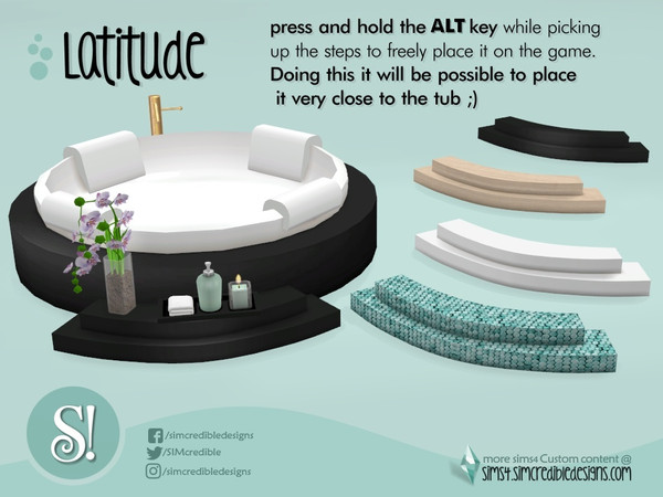Sims 4 — Latitude Steps for tub by SIMcredible! — by SIMcredibledesigns.com available at TSR 4 colors variations