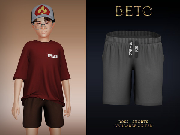 Sims 4 — Ross (Shorts - Child Version) by Beto_ae0 — Casual attire for men, perfect for everyday wear. Enjoy it - 05