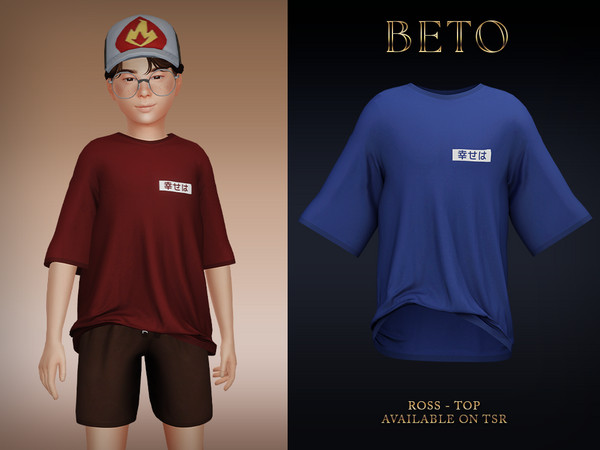 Sims 4 — Ross (Top - Child Version) by Beto_ae0 — Casual attire for men, perfect for everyday wear. Enjoy it - 05 colors