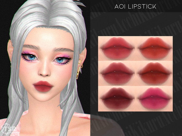 Sims 4 — Aoi Lipstick by Kikuruacchi — - It is suitable for Female and Male. ( Teen to Elder ) - 6 swatches - HQ