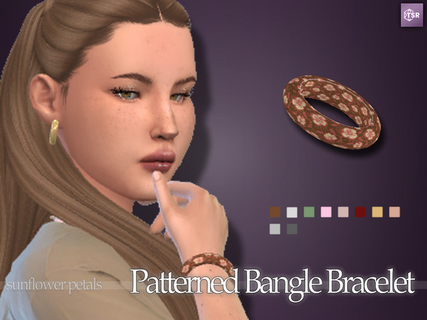 Sims 4 — Patterned Bangle Bracelet by SunflowerPetalsCC — A bangle bracelet in patterns and metal colors. BGC