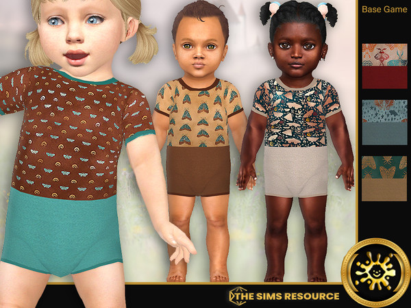 Sims 4 — Infants Onesie Moth Garden by Pelineldis — Six onesies for infant boys and girls with moths patterns.
