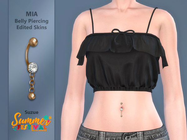 Sims 4 — Summer Festival Mia Belly Piercing by Suzue — New Mesh (Suzue)
