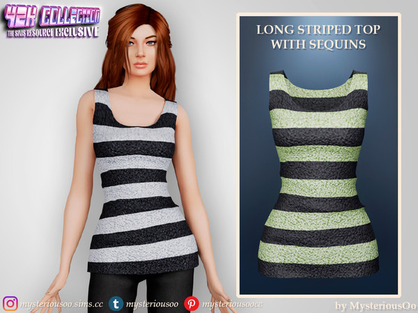 Sims 4 — Y2K - Long striped top with sequins by MysteriousOo — Long striped top with sequins in 9 colors