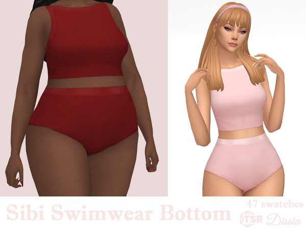 Sims 4 — Sibi Swimwear Bottom by Dissia — High waist swimsuit bottom with shiny top part