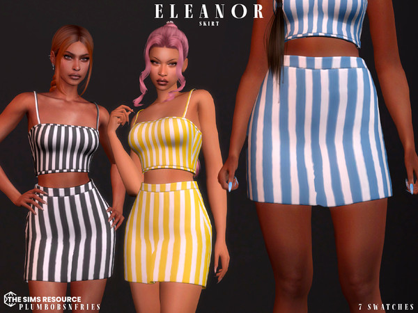 Sims 4 — ELEANOR skirt by ali1 — Striped Skirt New Mesh