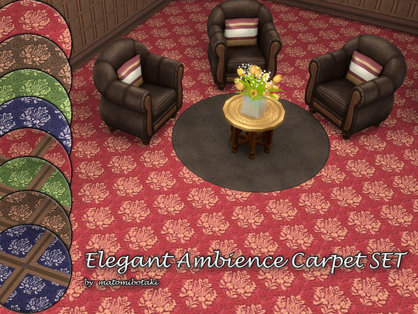 Sims 4 — Elegant Ambience Carpet SET by matomibotaki — Elegant classic carpet in 4 elegant colors and 2 designs, suitable