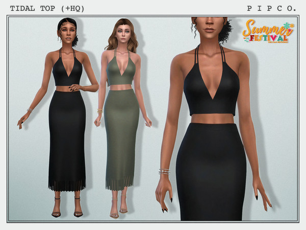 Sims 4 — Summer Festival - Tidal Top. by Pipco — A sleek top in 21 colors. Base Game Compatible