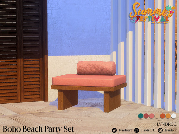 Sims 4 — BBP - Chair by LVNDRCC — Patio outdoor furniture set with decorative bag and atmospheric lights in bright,