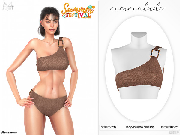 Sims 4 — Leopard Trim Bikini Top MC589 by Mermalade — New Mesh