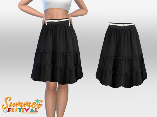 Sims 4 — Summer Festival - Belted Skirt by Puresim — Belted skirt for summer festival.