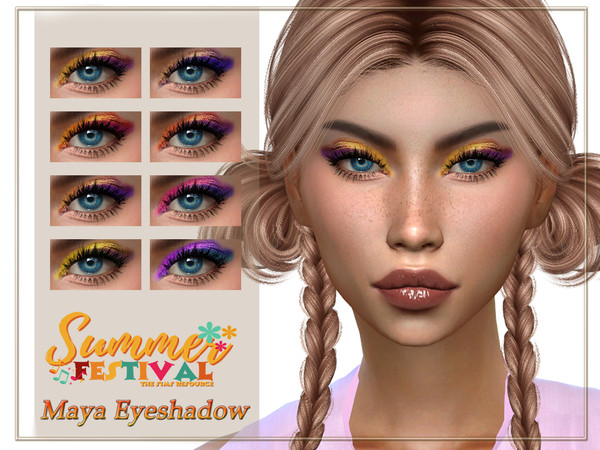 Sims 4 — Summer Festival Maya Eyeshadow by qLayla — Previews were made using HQ Mod