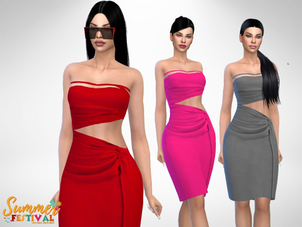 Sims 4 — Summer Festival - Cut Out Dress by Puresim — Cut out summer dress in 7 swatches