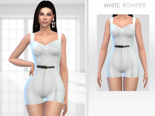 Sims 4 — White romper by Puresim — White chic romper for female sims